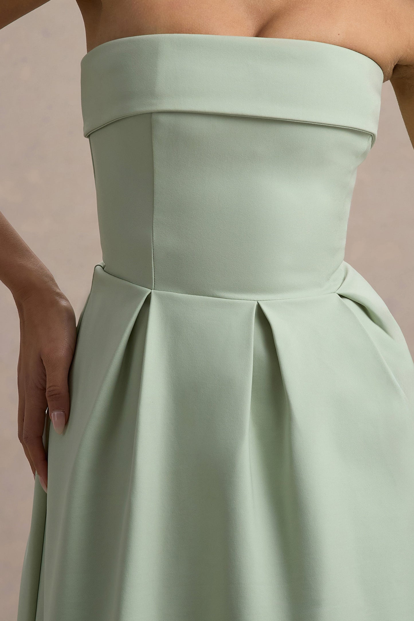 Maddalena | Light Green Bandeau Skater Maxi Dress
