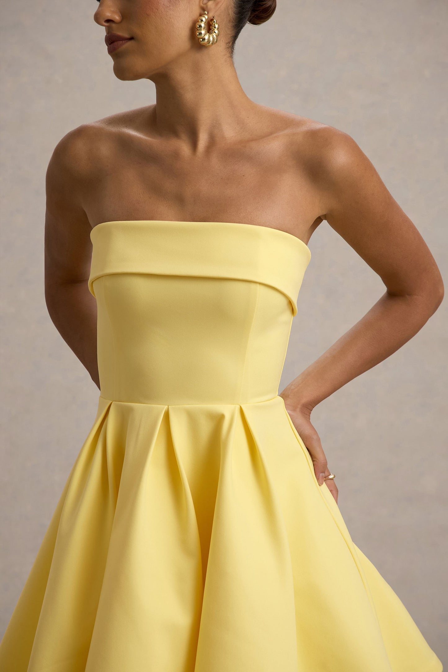 Bruna | Lemon Bandeau Skater Mini Dress