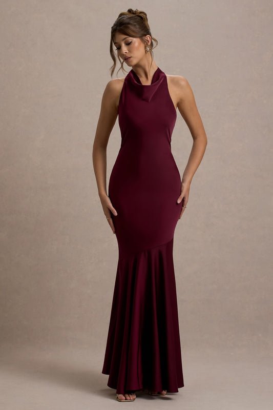 Amelita | Port Satin Cowl-Neck  Maxi Dress