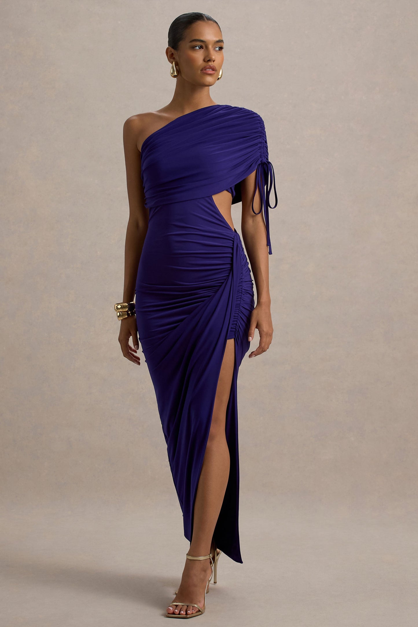 Trance | Blue Asymmetric Maxi Dress with Split