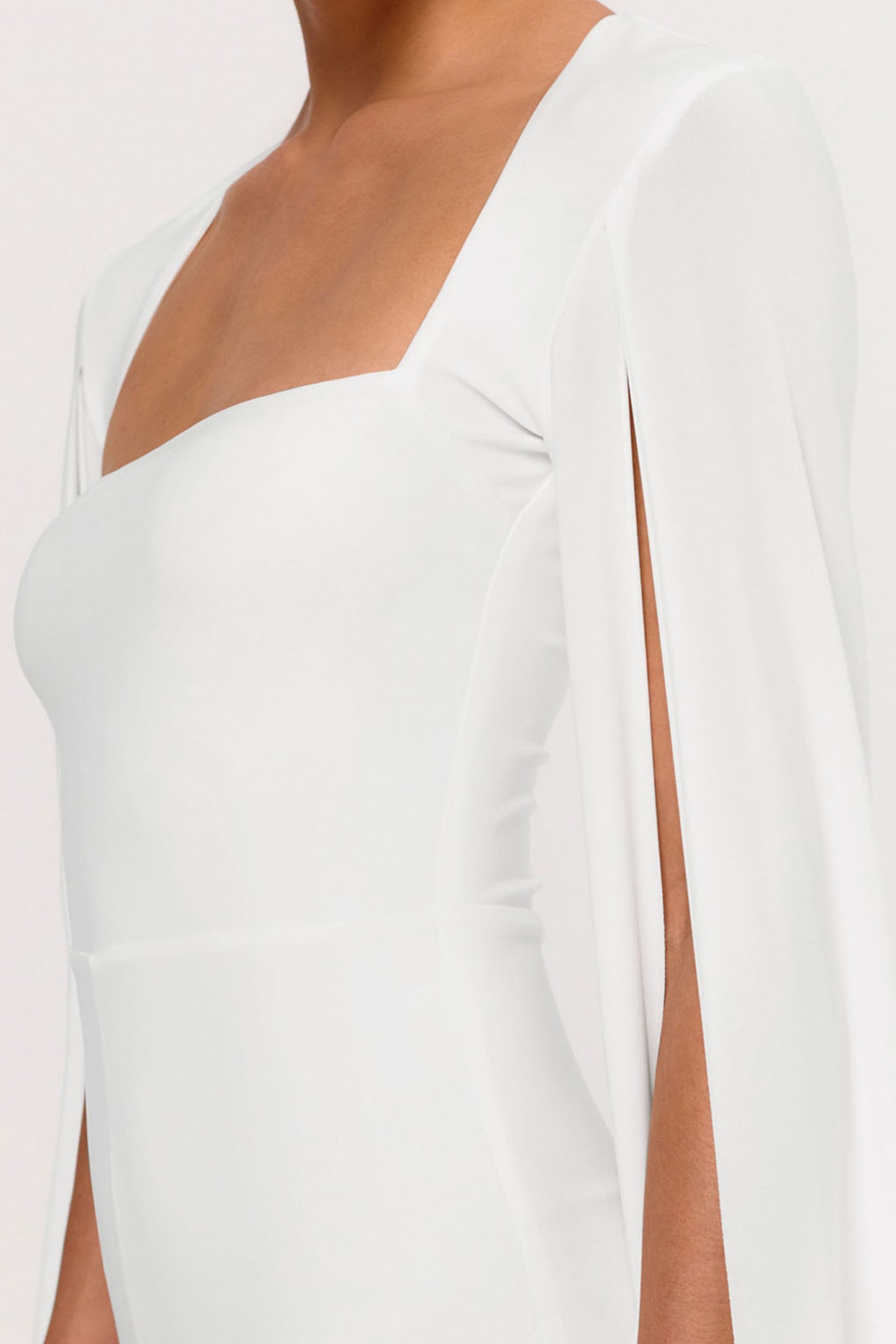 Zara | White Square-Neck Jumpsuit With Cape Sleeves