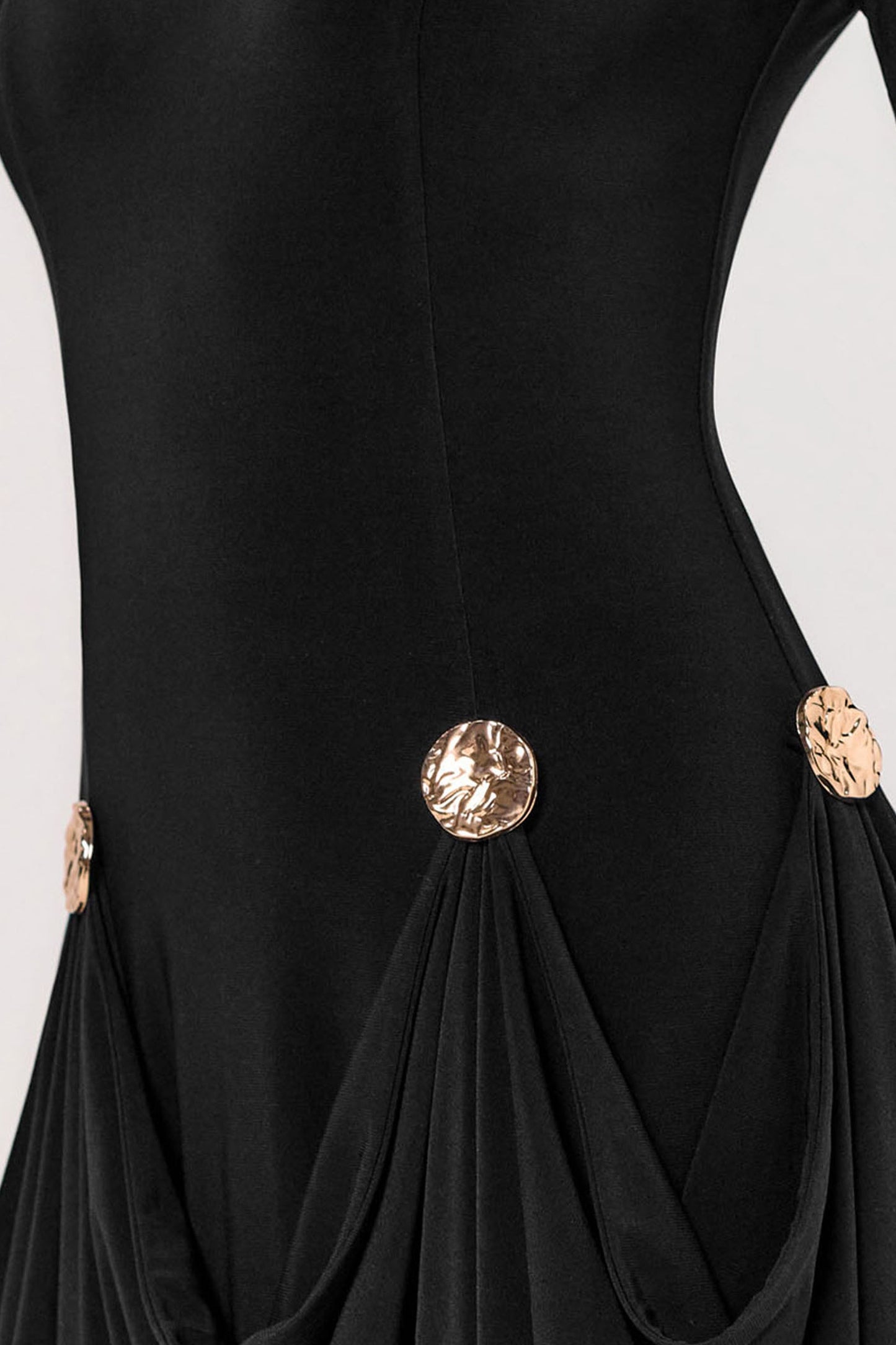 Caprice | Black High-Neck Maxi Dress With Embellished Details