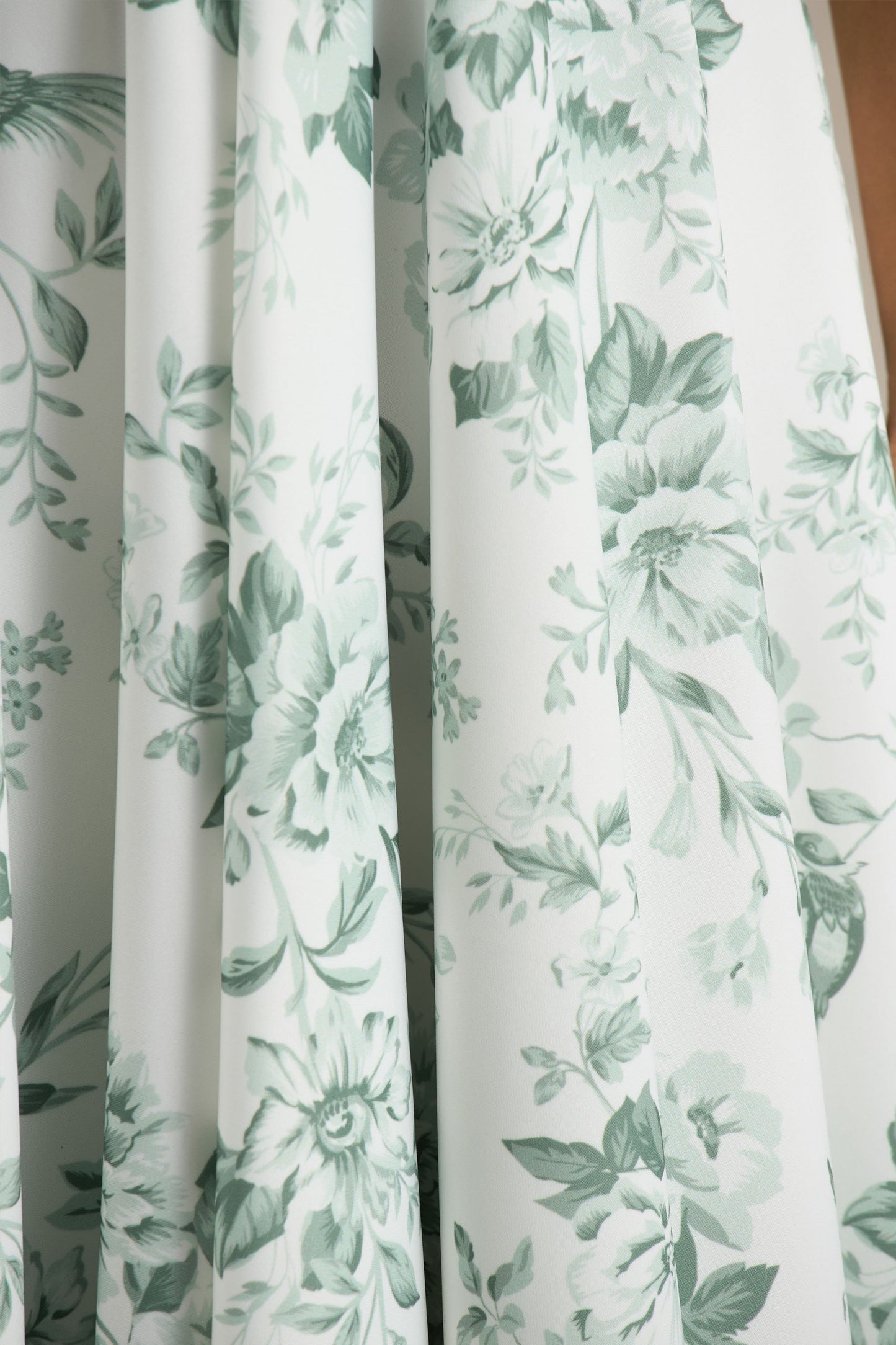 Lissa | Green Porcelain Print Square-Neck Midi Dress